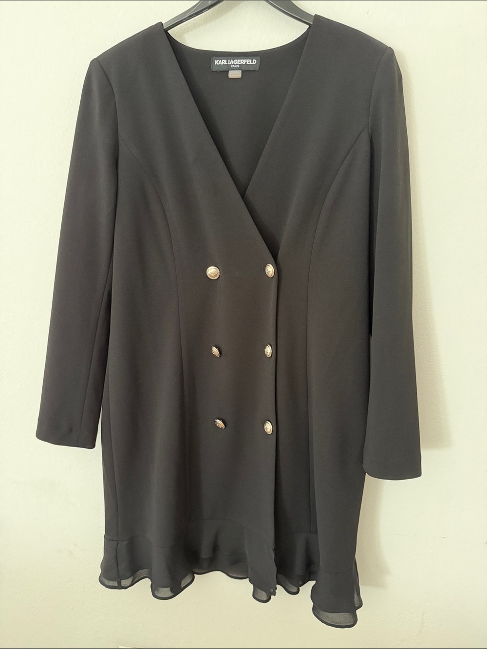 Karl Lagerfeld Black Double-Breasted Dress with Gold Buttons - Picture 2 of 5
